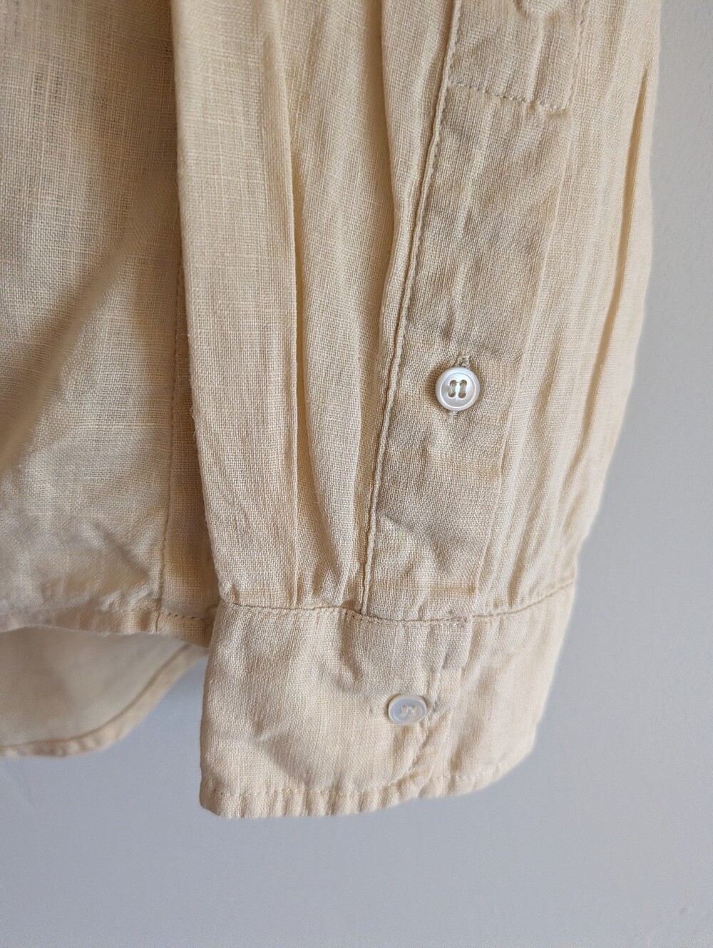 Magic Linen Men's Button Down Long Sleeve Shirt Butter Yellow - Picture 5 of 7